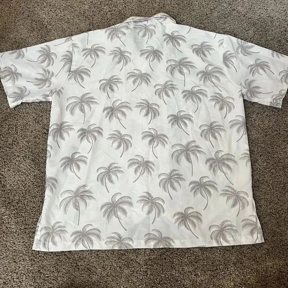 Makani Hawaii Shirt Mens Palm Tree Large Gray White Microfiber‎ Hawaiian Aloha - Picture 2 of 9
